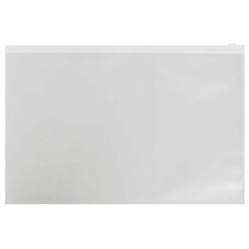 Папка-конверт на ZIP-молнии A4, 150 мкм, , прозрачная, белая молния 12 шт.
