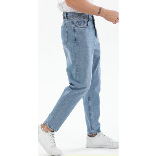 Джинсы зауженные Motor Jeans, размер W31/L28, голубой мешковатые джинсы pier one белый деним
