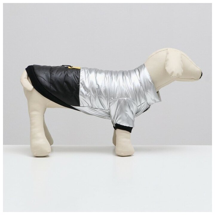 Куртка для собак КНР "Космонавт", размер 16, черно-серебряная, ДС 40, ОШ 34, ОГ 48 см (9078282) - фотография № 2