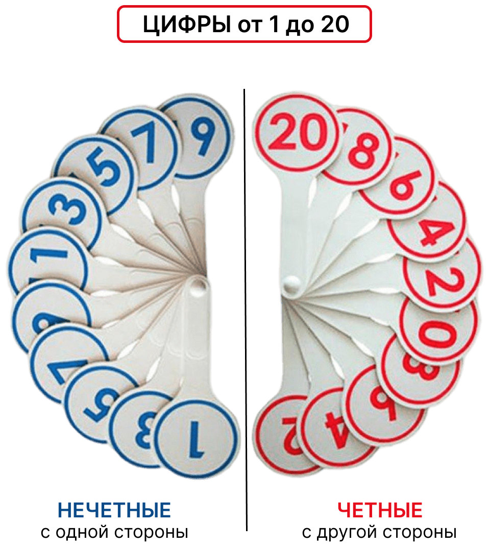 Цифры от 1 до 20, веер касса с цифрами для детей, счетный материал
