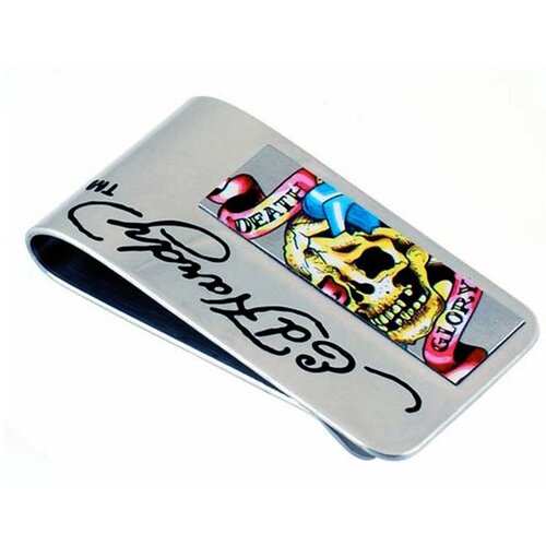 фото Зажим для купюр , матовая фактура, серый ed hardy by christian audigier