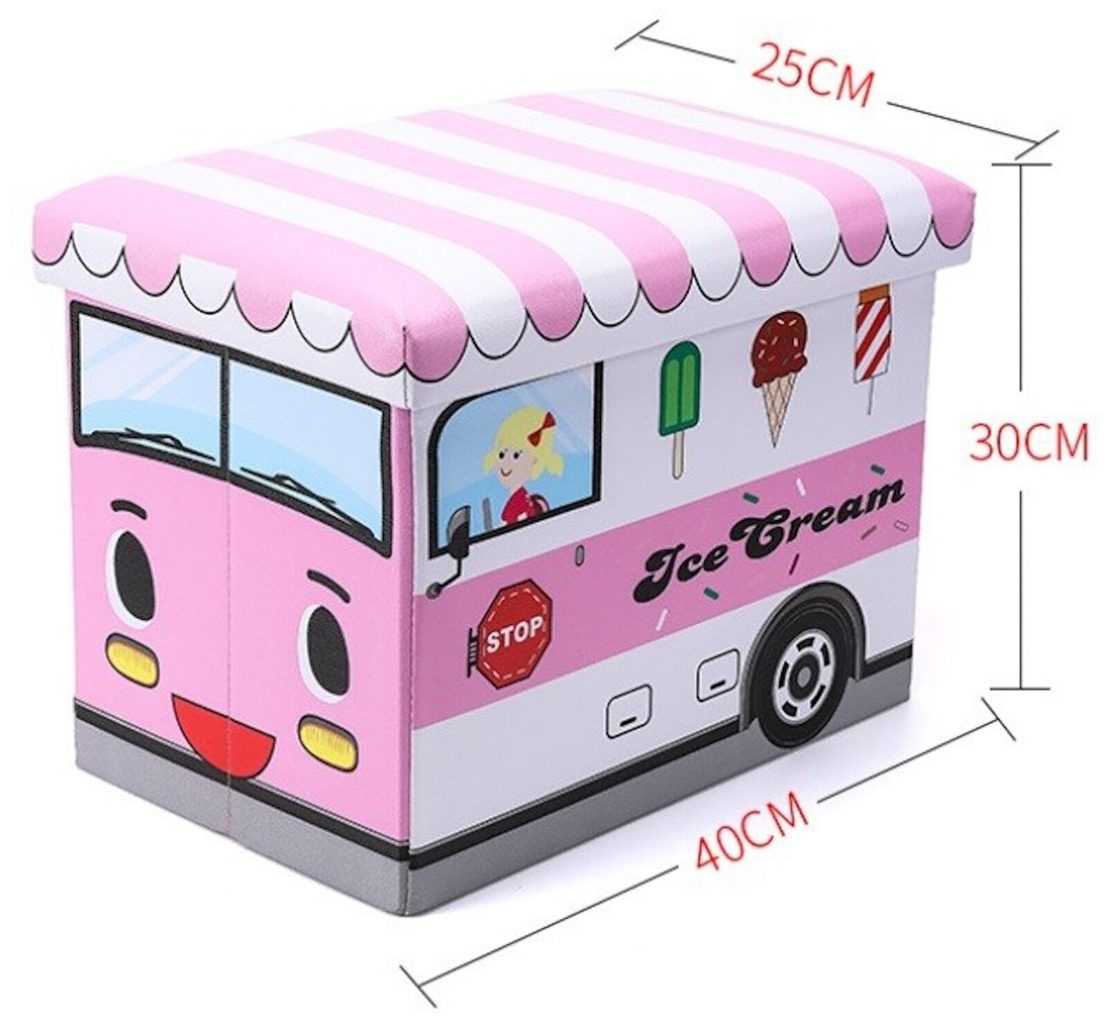 Короб для хранения игрушек Автобус розовый, 1 отделение, 40*25*30 см