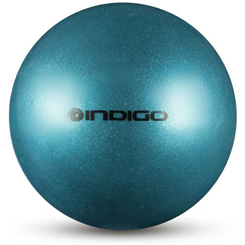 фото Мяч для художественной гимнастики indigo металлик 400 г, in118, голубой с блестками, 19 см
