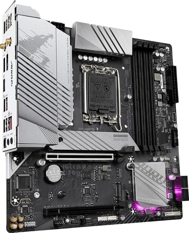 GIGABYTE Материнская плата Gigabyte B760M AORUS ELITE AX Soc-1700 Intel B760 4xDDR5 mATX AC`97 8ch(7.1) 2.5Gg RAID+HDMI+DP B760M AORUS ELITE AX