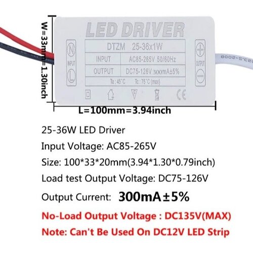 LED Driver Светодиодный драйвер 25-36x1w 300mA светодиодный драйвер 300 ма 4вт 7 вт