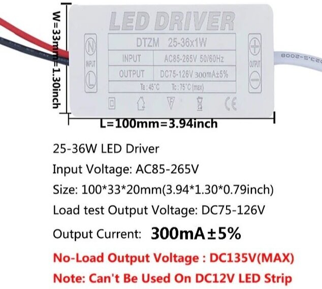 LED Driver Светодиодный драйвер 25-36x1w 300mA