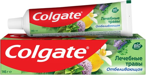 Зубная паста Colgate Лечебные травы Отбеливающая, 100 мл, 152 г, белый-красный