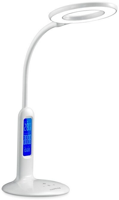 Свет-к наст. KD-823 C01 бел. LED (8 Вт,230В, 500лм, сенс, термометр, рег. ярк и цвет. темп.) Camelion