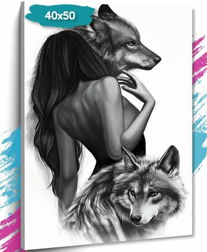 Картины по номерам Девушка и волк