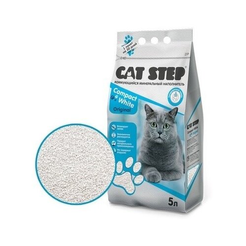 Cat Step Комкующийся минеральный наполнитель Compact White Original 5 л 20313008 | Compact White Original 4,2 кг 42620 (2 шт)