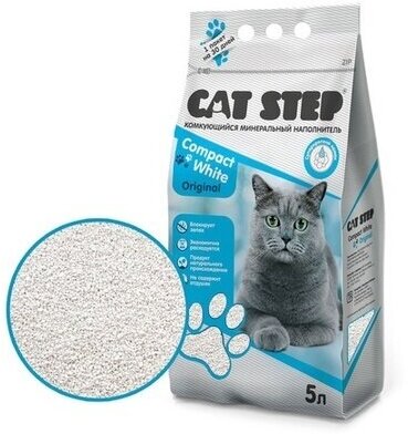Cat Step Комкующийся минеральный наполнитель Compact White Original 5 л 20313008 | Compact White Original 4,2 кг 42620 (2 шт)
