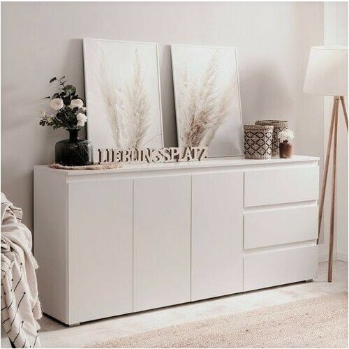 Комод 3 ящ и 3 ств ЛДСП EGGER 1504 1504х39х87см Белый матовый 14179₽