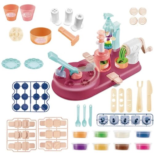 Игровой набор для лепки с пластилином, 5 в 1, фабрика мороженого, десертов и лапши, мясорубка для пластилина, пресс, формочки, 677-6
