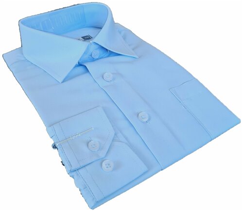 Школьная рубашка, размер 116, голубой