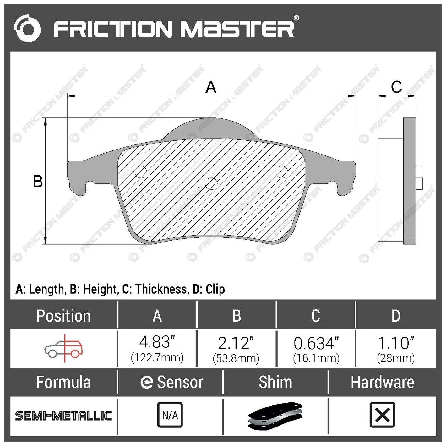 Колодки тормозные дисковые задние, FRICTION MASTER, Полуметалические, MKD795 на Volvo S60 07.00-/ Volvo S80 (TS, XY) 05.98-07.06/ Volvo XC70 CROSS COUNTRY 00-07.07/ Volvo V70 II (P80_) 03.00-07.07/ Volvo V70 I (P80_) 01.97-05.00