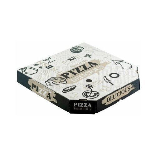 Коробка для пиццы 31*31*4,5 см бурая с рисунком Очень вкусная BLACK &WHITE, 50 шт