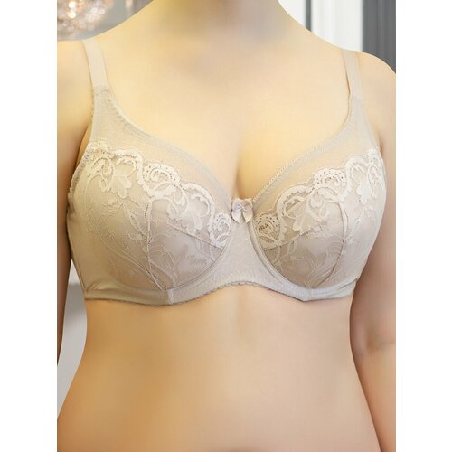 Бюстгальтер классика  Mia-Mella, кружевной, чашка на косточках, размер 80C, экрю