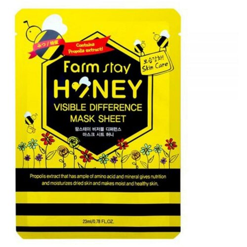 Восстанавливающая маска с прополисом FarmStay Visible Difference Mask Sheet Honey, 23 мл восстанавливающая маска с прополисом farmstay visible difference mask sheet honey 23 мл в упаковке шт 2