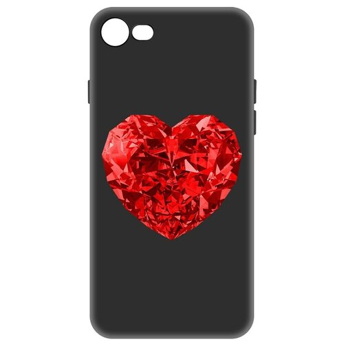 Чехол-накладка Krutoff Soft Case Рубиновое сердце для iPhone SE 2020 черный чехол накладка krutoff soft case рубиновое сердце для iphone 15 pro черный
