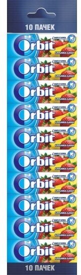 Жевательная резинка Orbit Клубника-банан, без сахара 13.6 г, 10 шт. в уп.