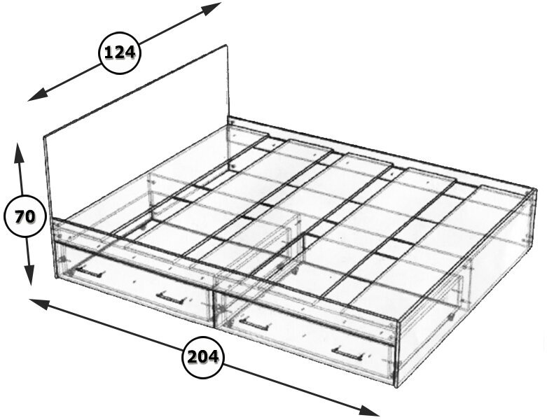 Кровать с ящиками Стандарт 1200, цвет дуб сонома, ШхГхВ 123,5х203,5х70 см, сп. м. 1200х2000 мм, без матраса, основание есть