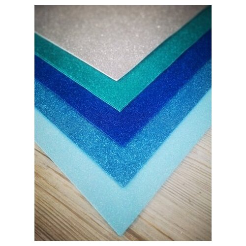 Фоамиран глиттерный 2,0мм Набор №2 размер 50х50см 5 цветов (10шт)