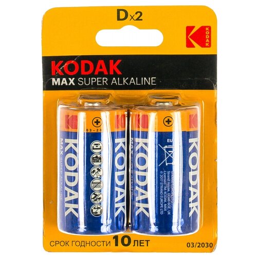 батарейка батарейки kodak max lr20 2bl kd 2 2шт бл cat30952843 Батарейка щелочная KODAK MAX LR20-2BL