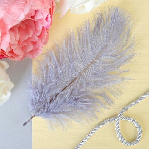 Перо для декора размер 24 см цвет серый 423₽