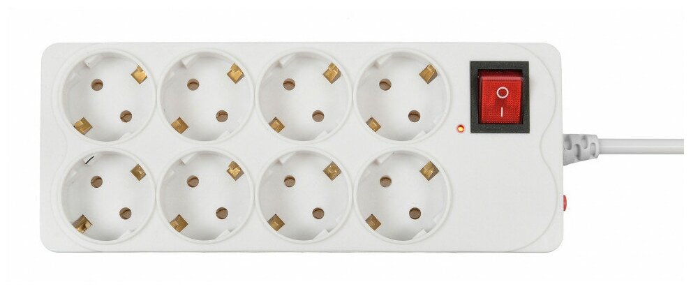 Сетевой фильтр 5.0м, 8 розеток Buro, 800SH-5-W, 10А, 2200Вт, с выключателем, белый, коробка - фотография № 14