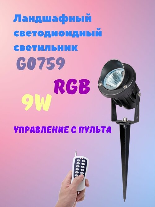 Cадовый светодиодный светильник с пультом и козырьком G0759 9W угол излучения 45 d75*245 IP65