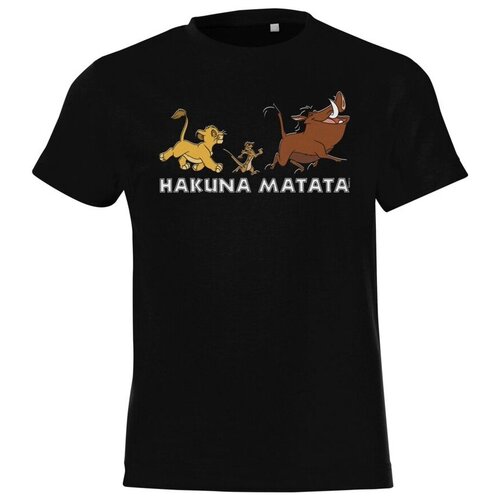 фото Футболка детская hakuna matata, черная, на рост 130-140 см (10 лет) disney by 111