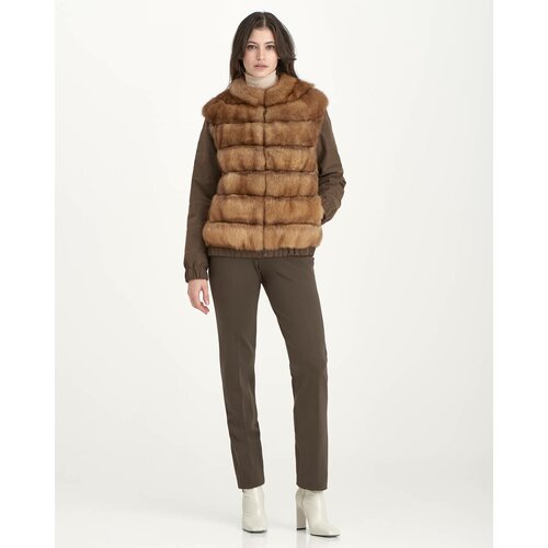 фото Куртка , соболь, силуэт прямой, карманы, размер m, коричневый francesco bruni