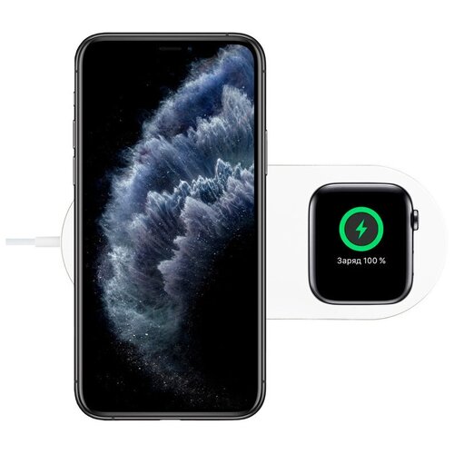 фото Беспроводное зарядное устройство devia 2 in 1 для iphone + apple watch, белый