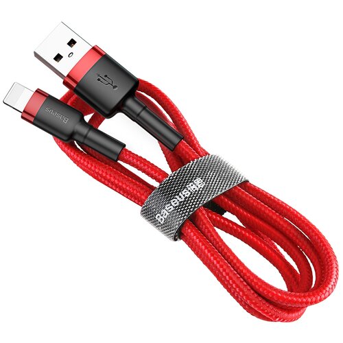 Кабель Baseus Cafule USB - Lightning (CALKLF), 1 м, 1 шт., красный кабель baseus cafule hw quick charging double sided blind interpolation usb usb type c 1 м 1 шт черный красный