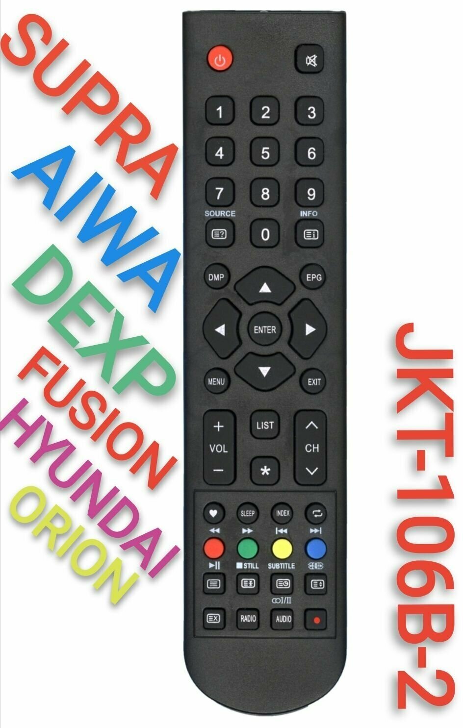 Пульт JKT-106B-2 для SUPRA, DEXP, ORION/AIWA/FUSION/HYUNDAI телевизора
