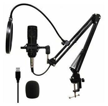 Микрофон студийный конденсаторный BM 800 с подставкой Черный