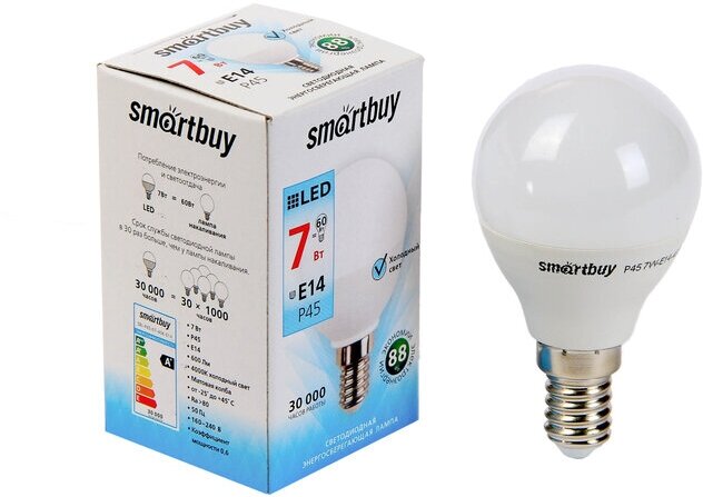 Smartbuy Лампа cветодиодная Smartbuy, Е14, P45, 7 Вт, 4000 К, дневной белый свет