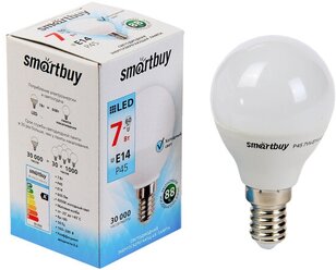 Лампа cветодиодная Smartbuy, Е14, P45, 7 Вт, 4000 К, дневной белый свет