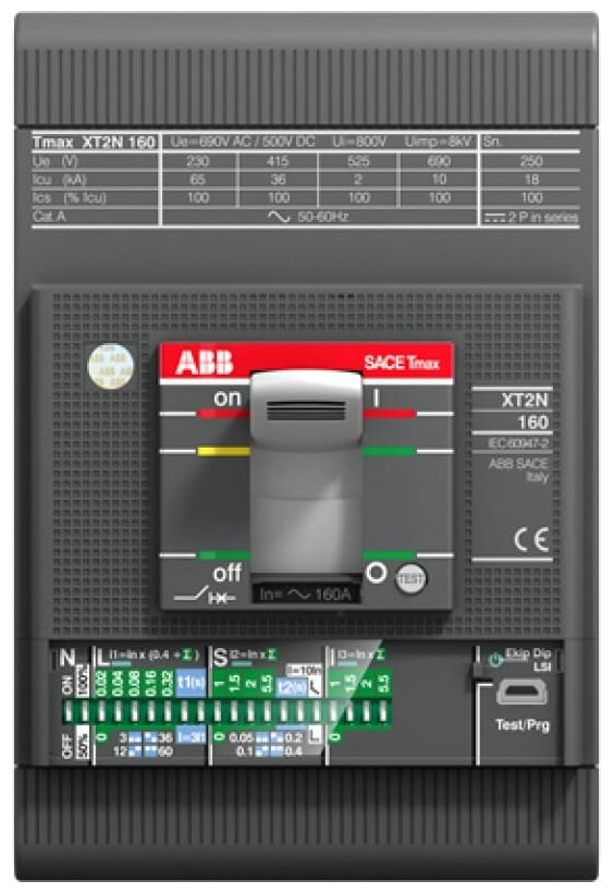 Выключатель автоматический 3п XT2N 160 Ekip LS/I In=160А 3p F F ABB 1SDA067058R1 - фотография № 5