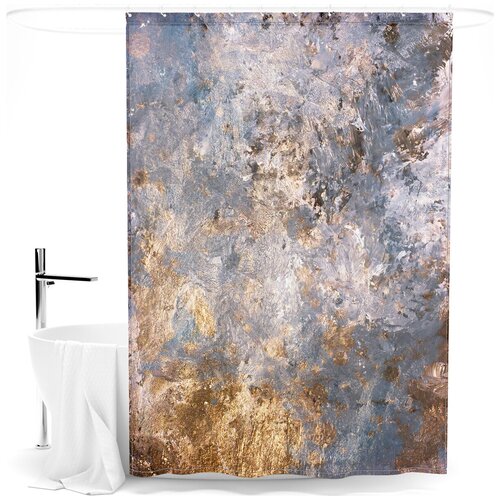 Шторка для ванной Сирень Красочный гранж, 145х180 см, цвет серый