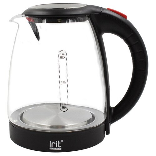 IRIT Чайник электрический IR-1237, стекло, 1.8 л, 1500 Вт, чёрный