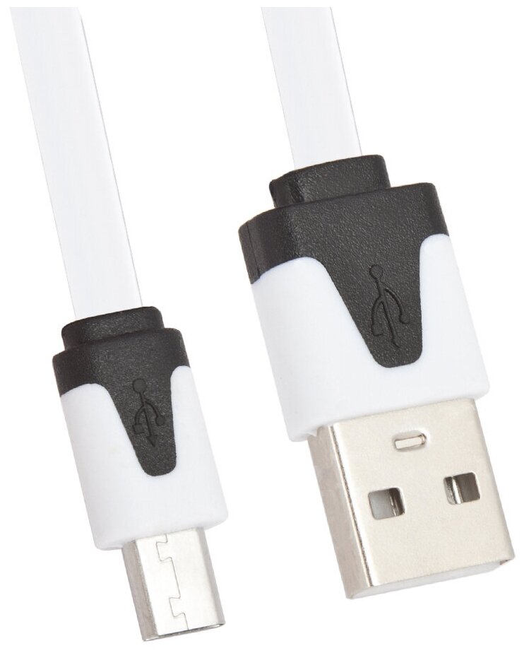 USB кабель LP Micro USB плоский узкий белый, коробка