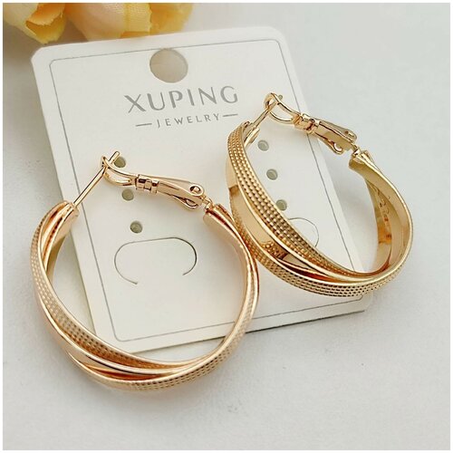 фото Бижутерия под золото xuping jewelry, женские серьги, медицинский сплав (медсплав), серьги-кольца