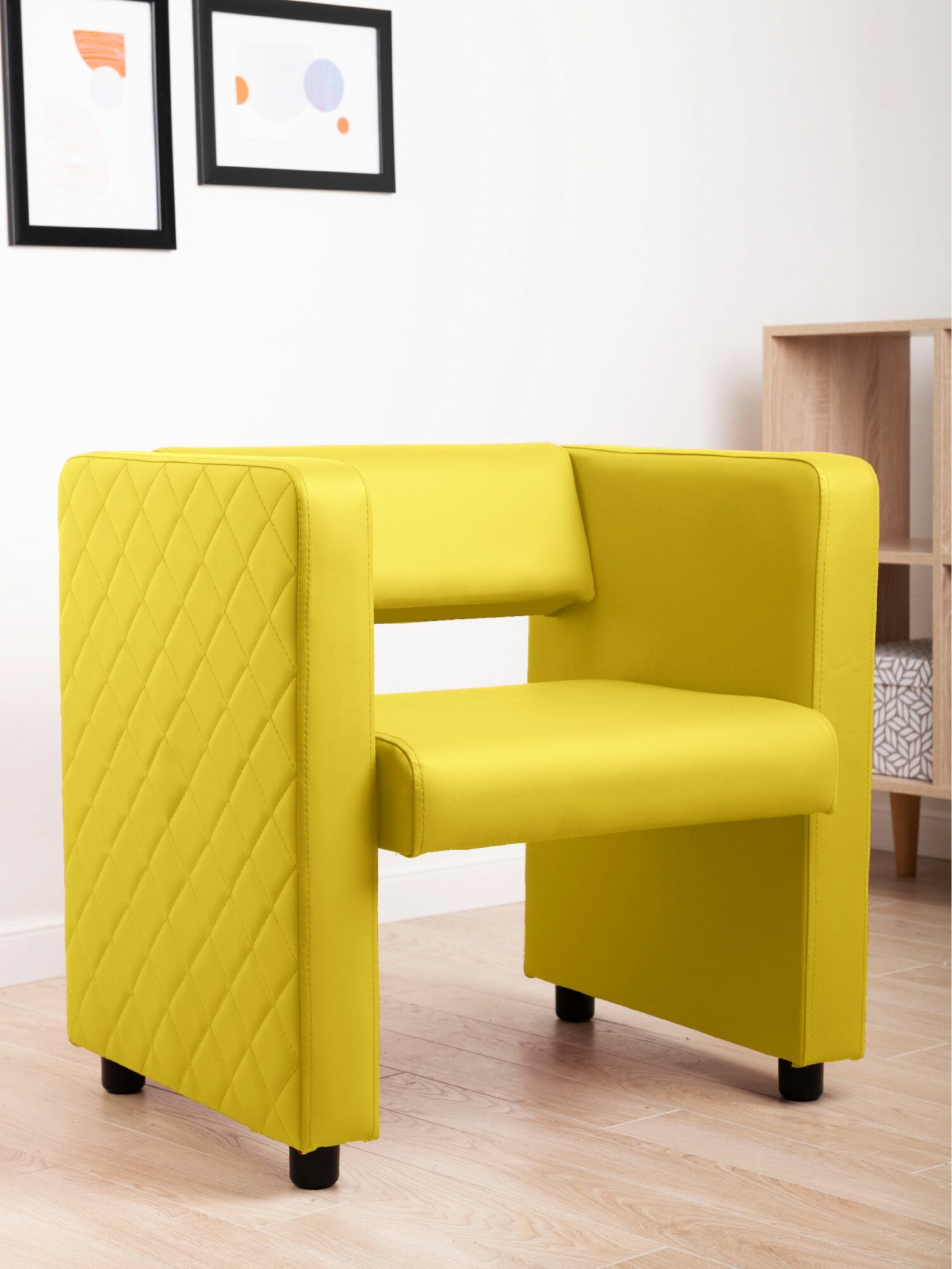 Кресло йокки, экокожа, желтый, 71х54х69 (ДхГхВ)