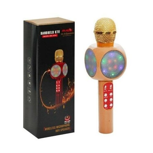 Микрофон WS-1816 беспроводной с подсветкой золото 99000₽