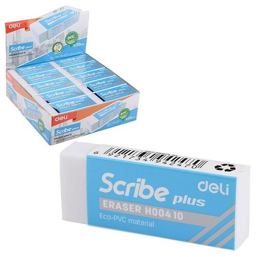 Ластик Scribe Plus белый индивидуальная картонная упаковка