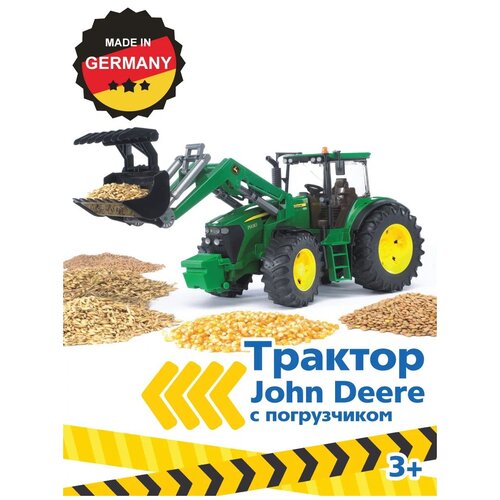 Трактор Bruder John Deere 7930 с погрузчиком 03-051 1:16, 44 см, зеленый