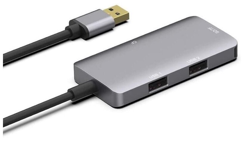 Разветвитель адаптер переходник USB 30 HUB Хаб картридер Onten OTN-8107 2 порта USB 30/SD/TF/CF серый
