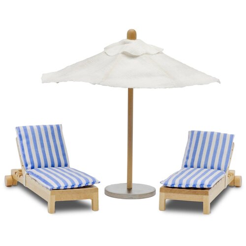 фото Набор мебели для домика шезлонги с зонтиком lundby
