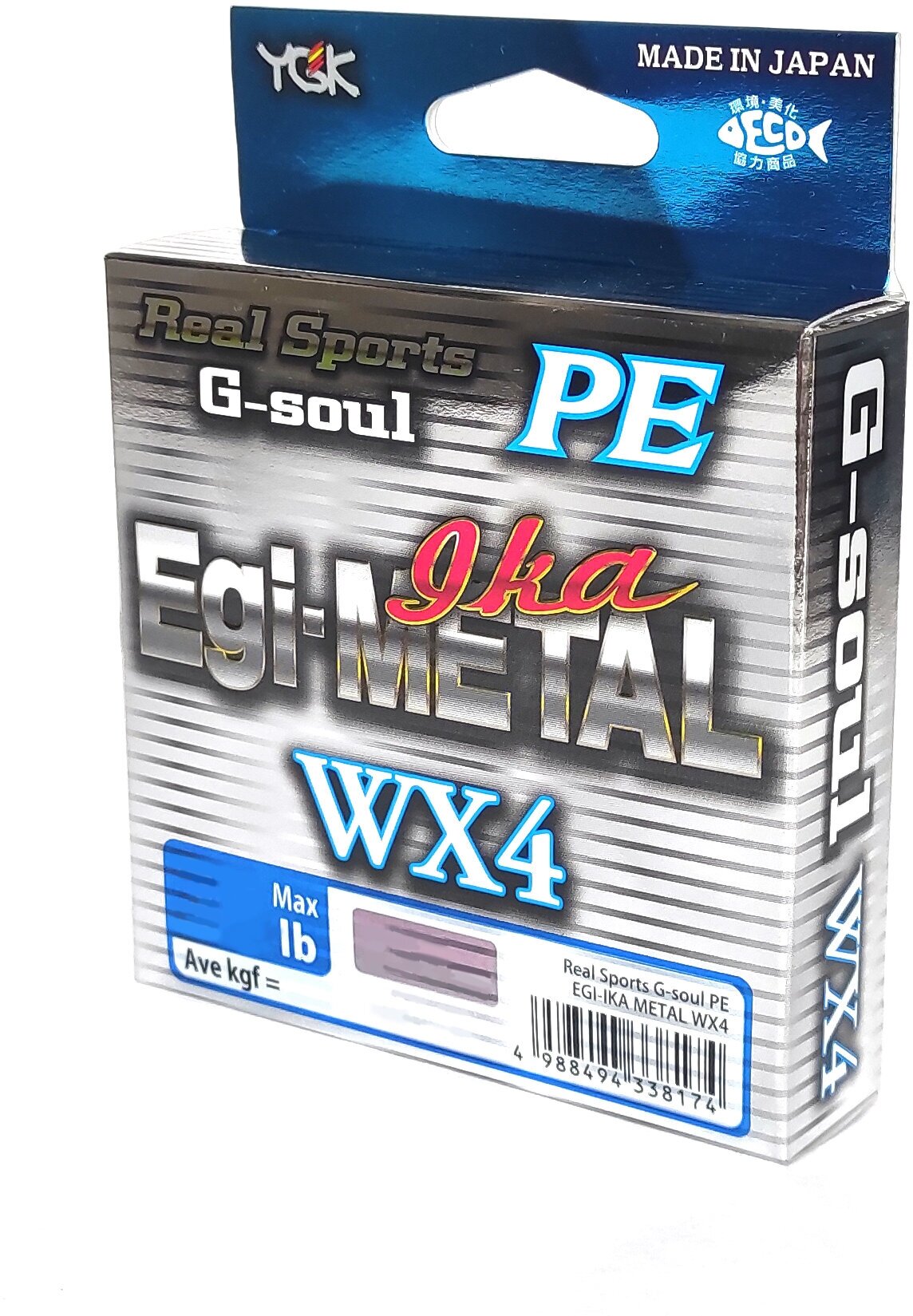 Плетеный шнур YGK G-Soul PE EGI-IKA Metal WX4 d=0.148 мм, 150 м, 5.9 кг, мультиколор, 1 шт.